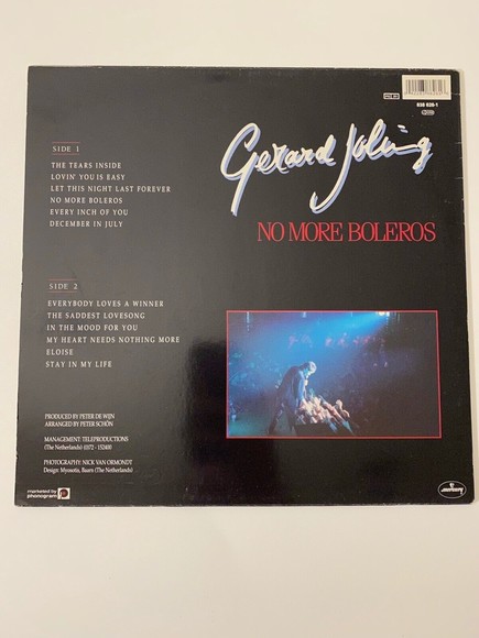 Gerard Joling No More Boleros LP 1989 Mercury Records 838 626-1 VG+ Netherlands - Picture 2 of 9